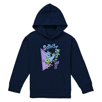 Navy - Front - Monsters Inc Childrens-Kids Icons Pullover Hoodie