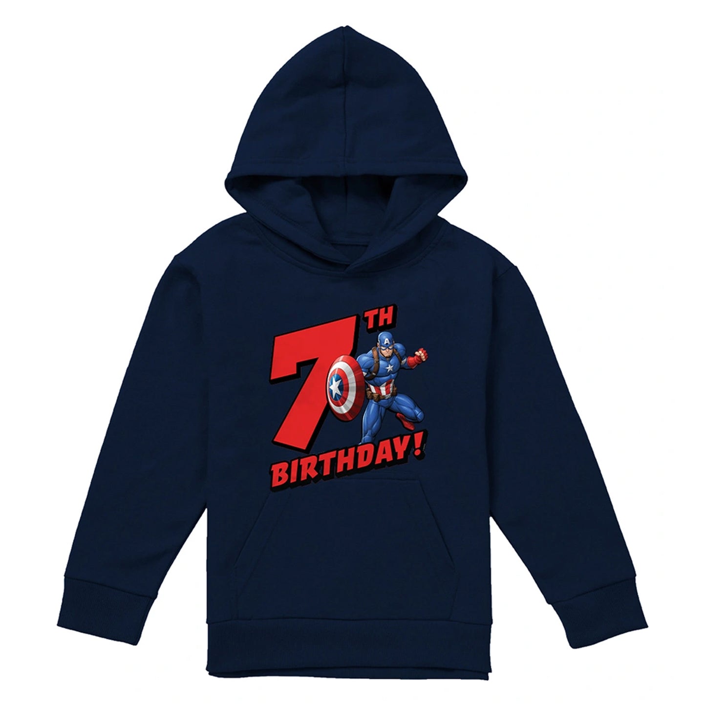 Navy - Front - Spider-Man Childrens-Kids Pull Over 7th Birthday Hoodie