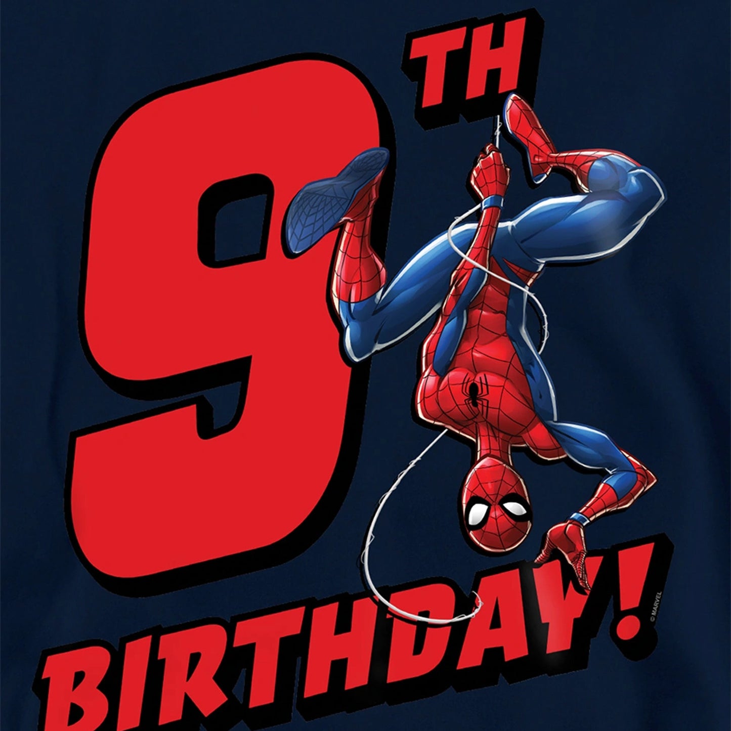 Navy - Side - Spider-Man Childrens-Kids Pull Over 9th Birthday Hoodie