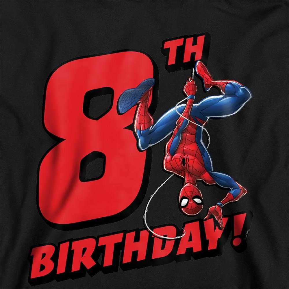 Black - Side - Spider-Man Childrens-Kids 8th Birthday Hoodie