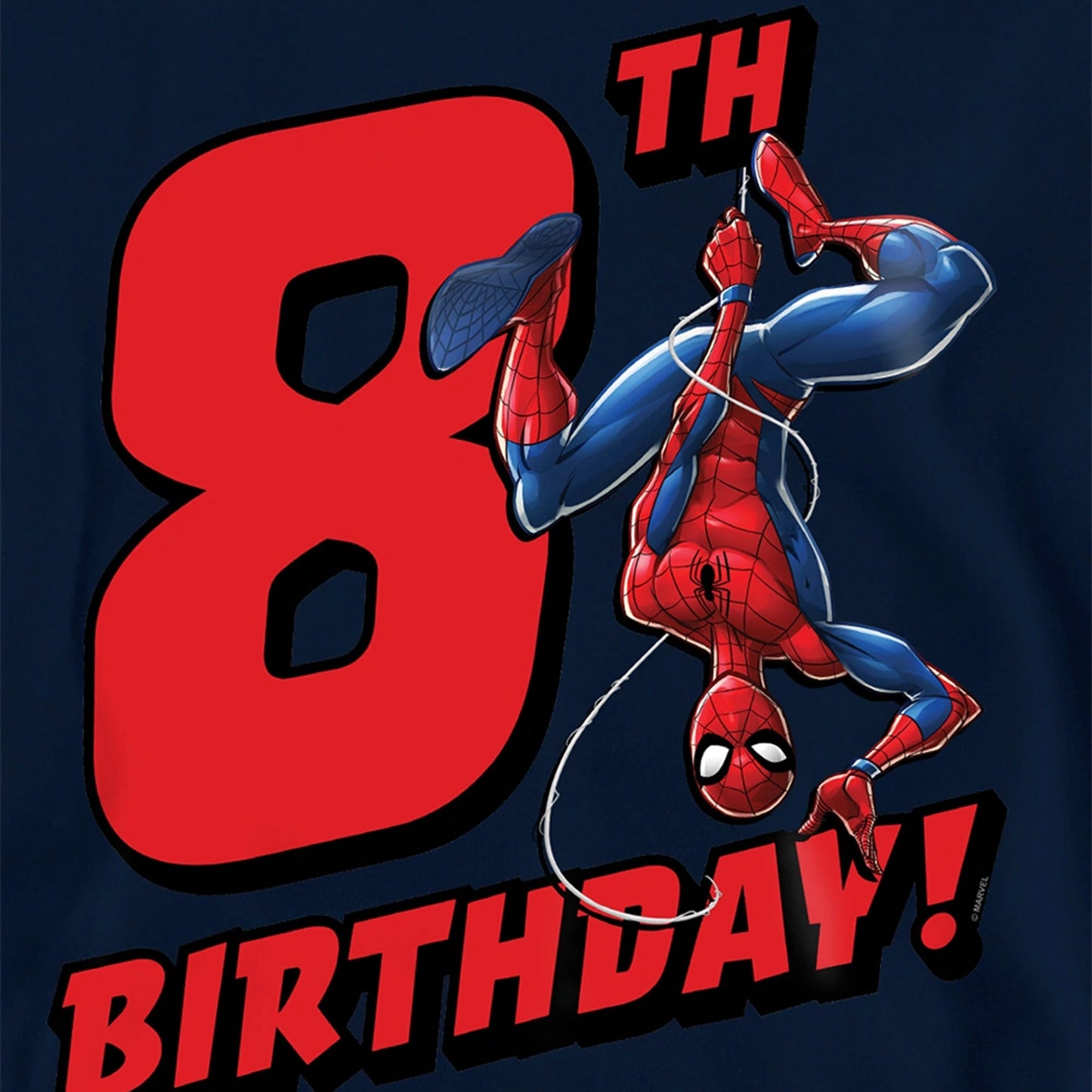 Navy - Side - Spider-Man Childrens-Kids 8th Birthday Hoodie