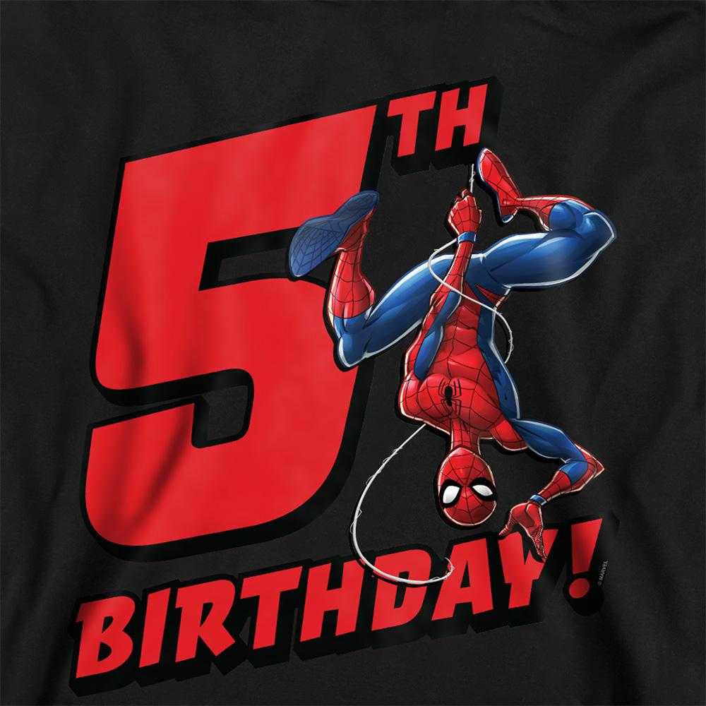 Black - Side - Spider-Man Childrens-Kids 5th Birthday Hoodie