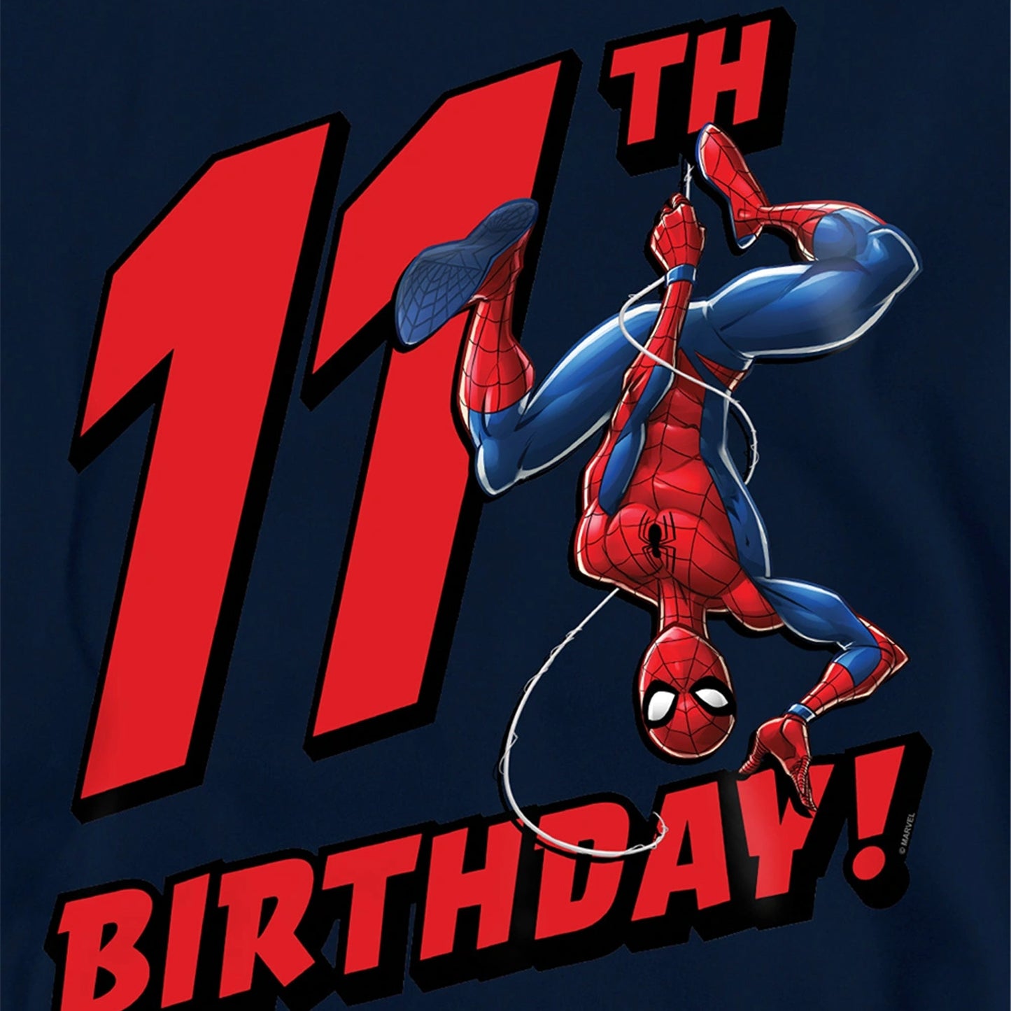 Navy - Side - Spider-Man Childrens-Kids 11th Birthday Hoodie