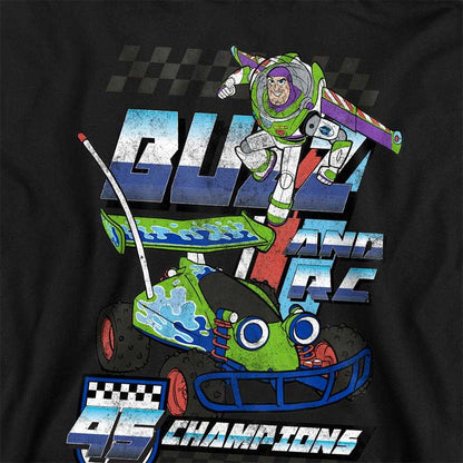 Black - Side - Toy Story Childrens-Kids Racing Champions Buzz & RC Hoodie