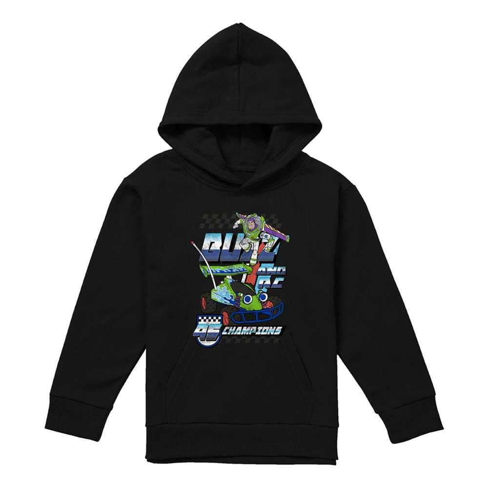 Black - Front - Toy Story Childrens-Kids Racing Champions Buzz & RC Hoodie