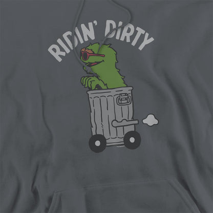 Charcoal - Side - Sesame Street Unisex Adult Ridin Dirty Hoodie