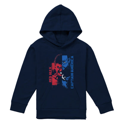 Navy - Front - Captain America Childrens-Kids Hulk Graffiti Pull Over Hoodie