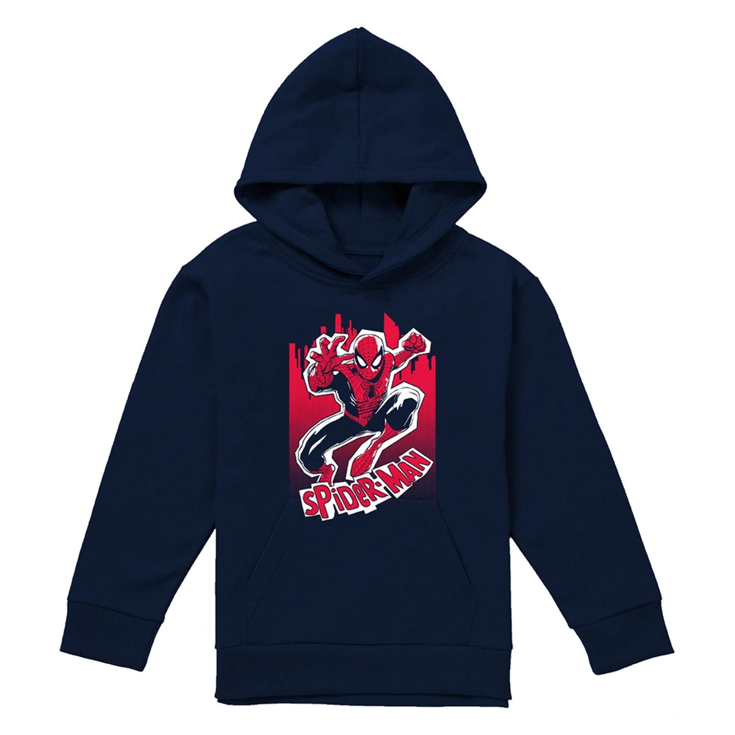 Navy - Front - Spider-Man Childrens-Kids NYC Pull Over Hoodie