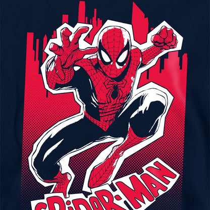 Navy - Side - Spider-Man Childrens-Kids NYC Pull Over Hoodie