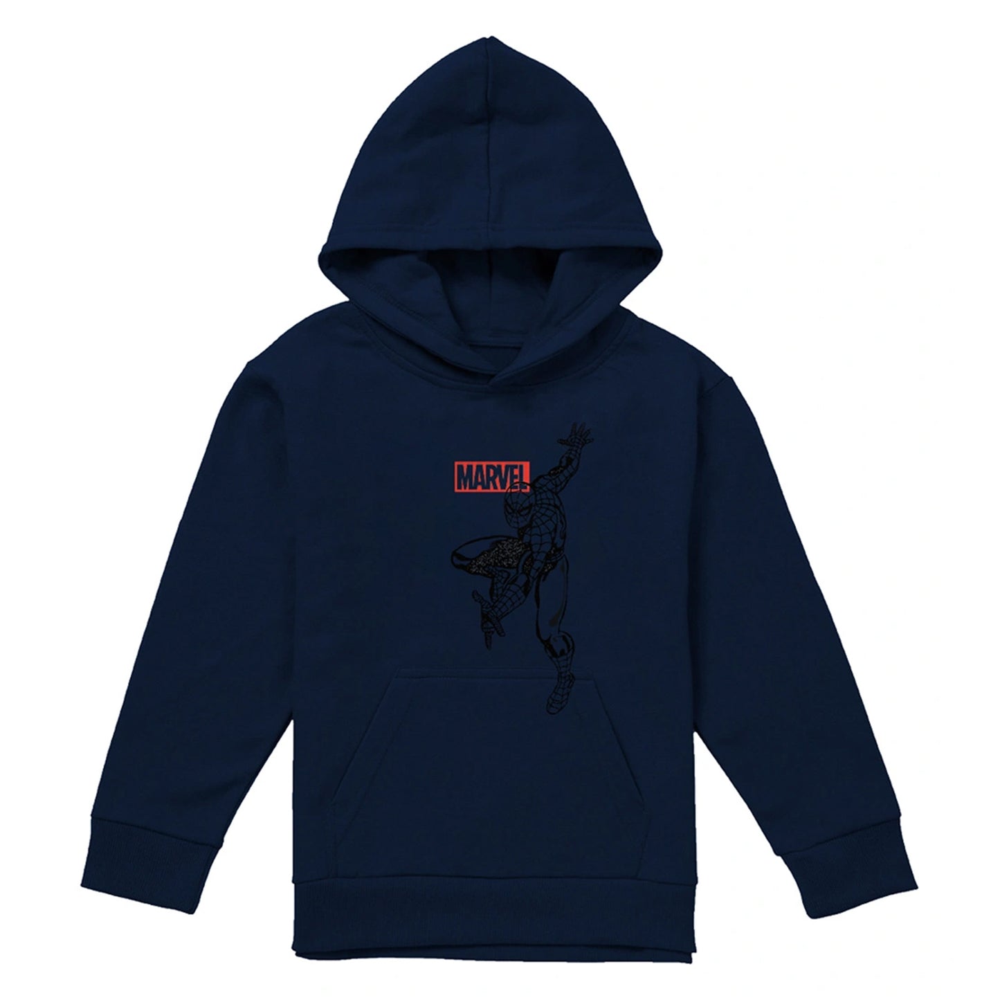 Navy - Front - Spider-Man Childrens-Kids Outline Hoodie