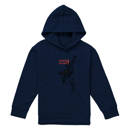 Navy - Front - Spider-Man Childrens-Kids Outline Hoodie