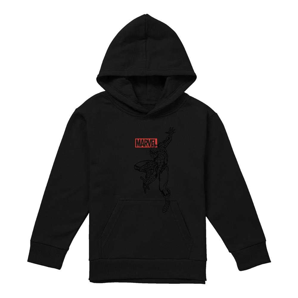 Black - Front - Spider-Man Childrens-Kids Outline Hoodie
