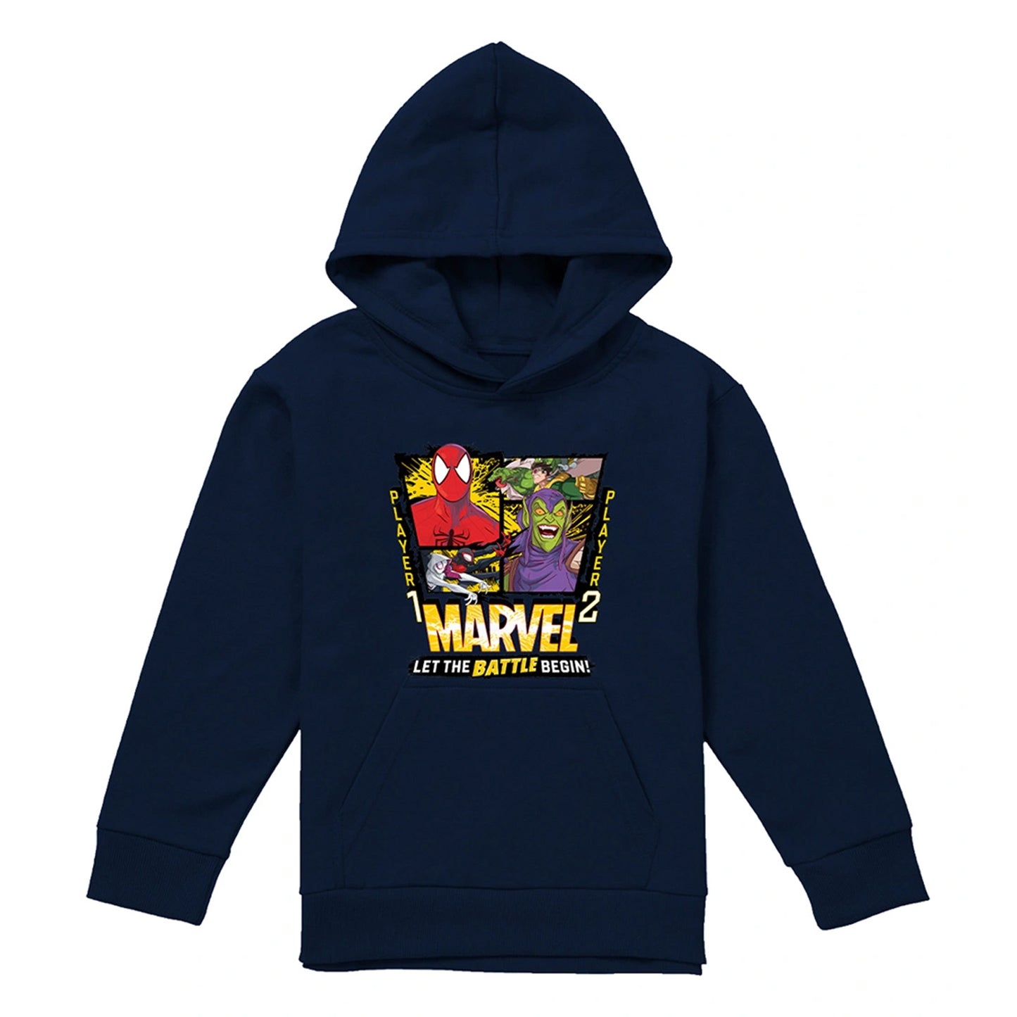 Navy - Front - Spider-Man Childrens-Kids Let The Battle Begin Pull Over Hoodie