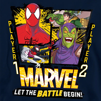 Navy - Side - Spider-Man Childrens-Kids Let The Battle Begin Pull Over Hoodie
