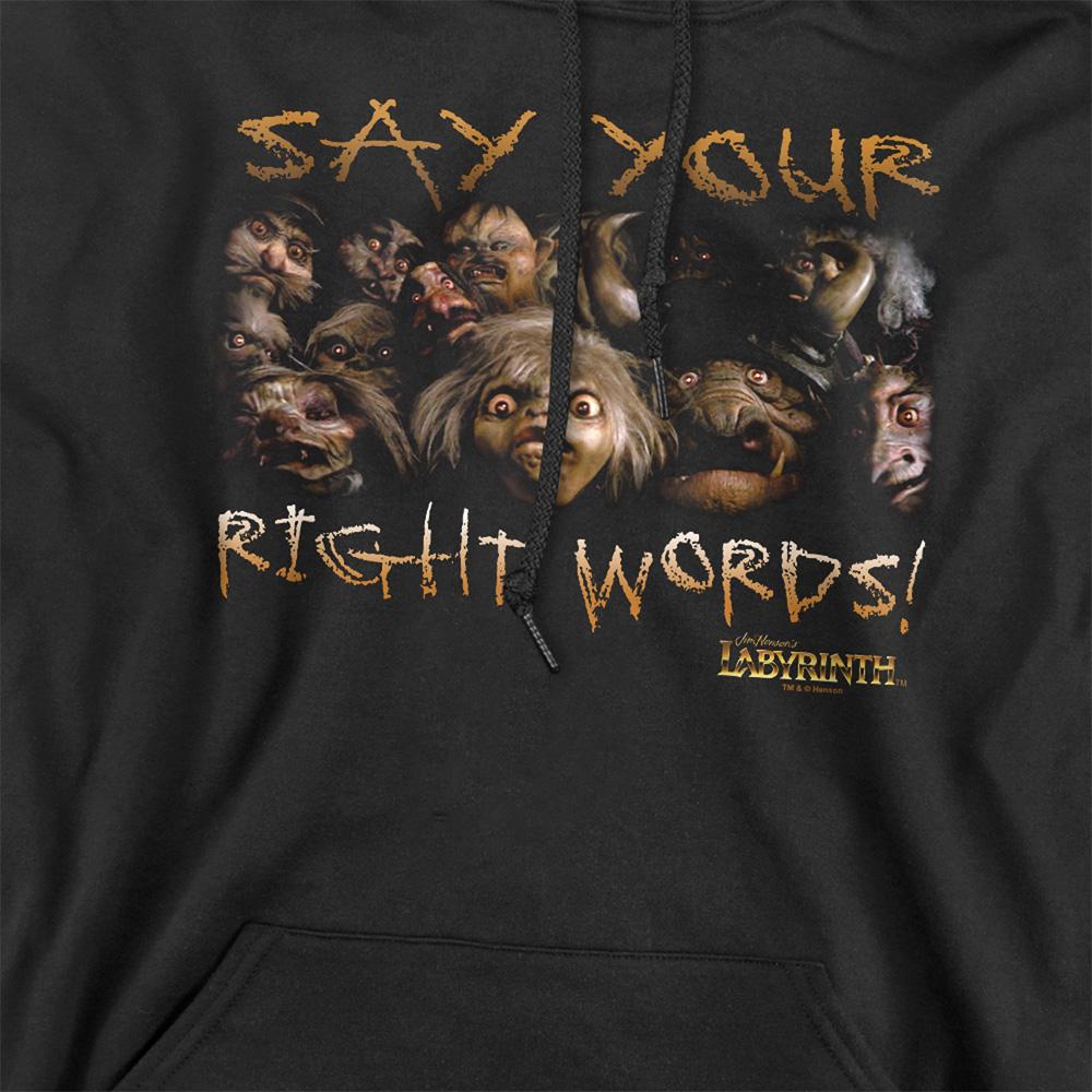 Black - Side - Labyrinth Unisex Adult Say Your Right Words Hoodie