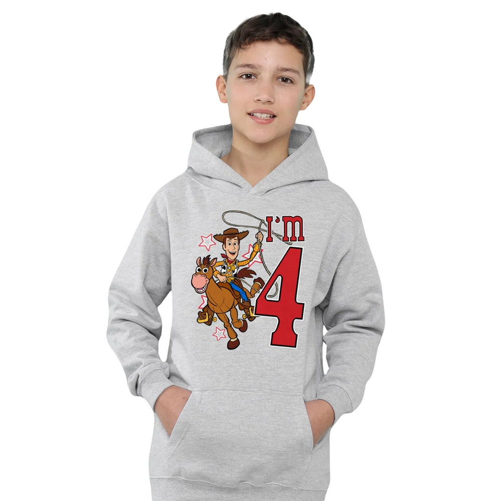 Athletic Heather - Side - Toy Story Childrens-Kids I´m 4 Woody Heather Birthday Pullover Hoodie
