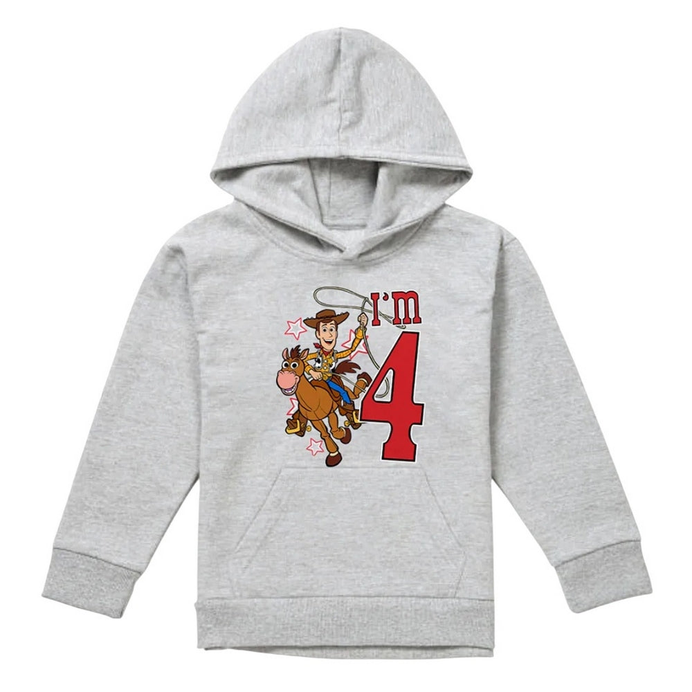 Athletic Heather - Front - Toy Story Childrens-Kids I´m 4 Woody Heather Birthday Pullover Hoodie