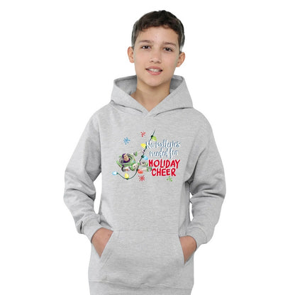 Athletic Heather - Side - Toy Story Childrens-Kids No Batteries Needed Holiday Cheer Buzz Lightyear Heather Christmas Pullover Hoodie
