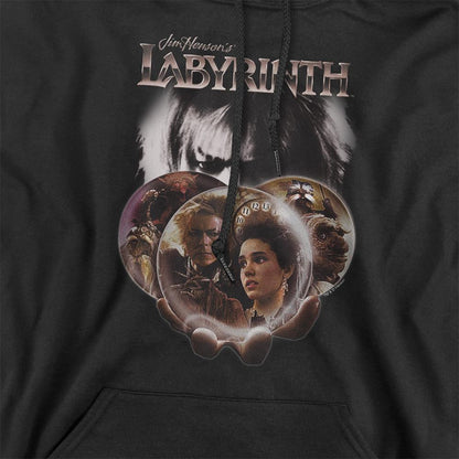 Black - Side - Labyrinth Unisex Adult Globe Hoodie