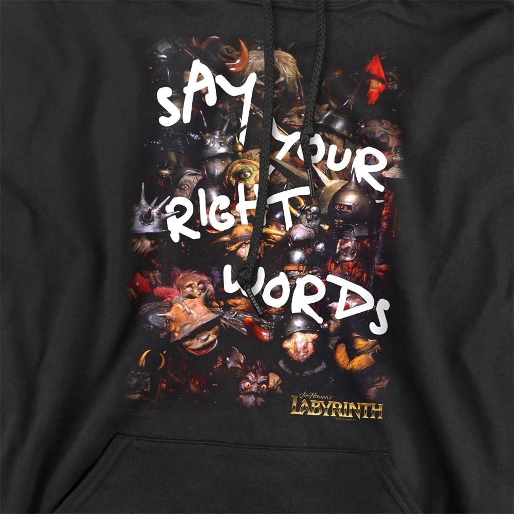 Black - Side - Labyrinth Unisex Adult Right Words Hoodie