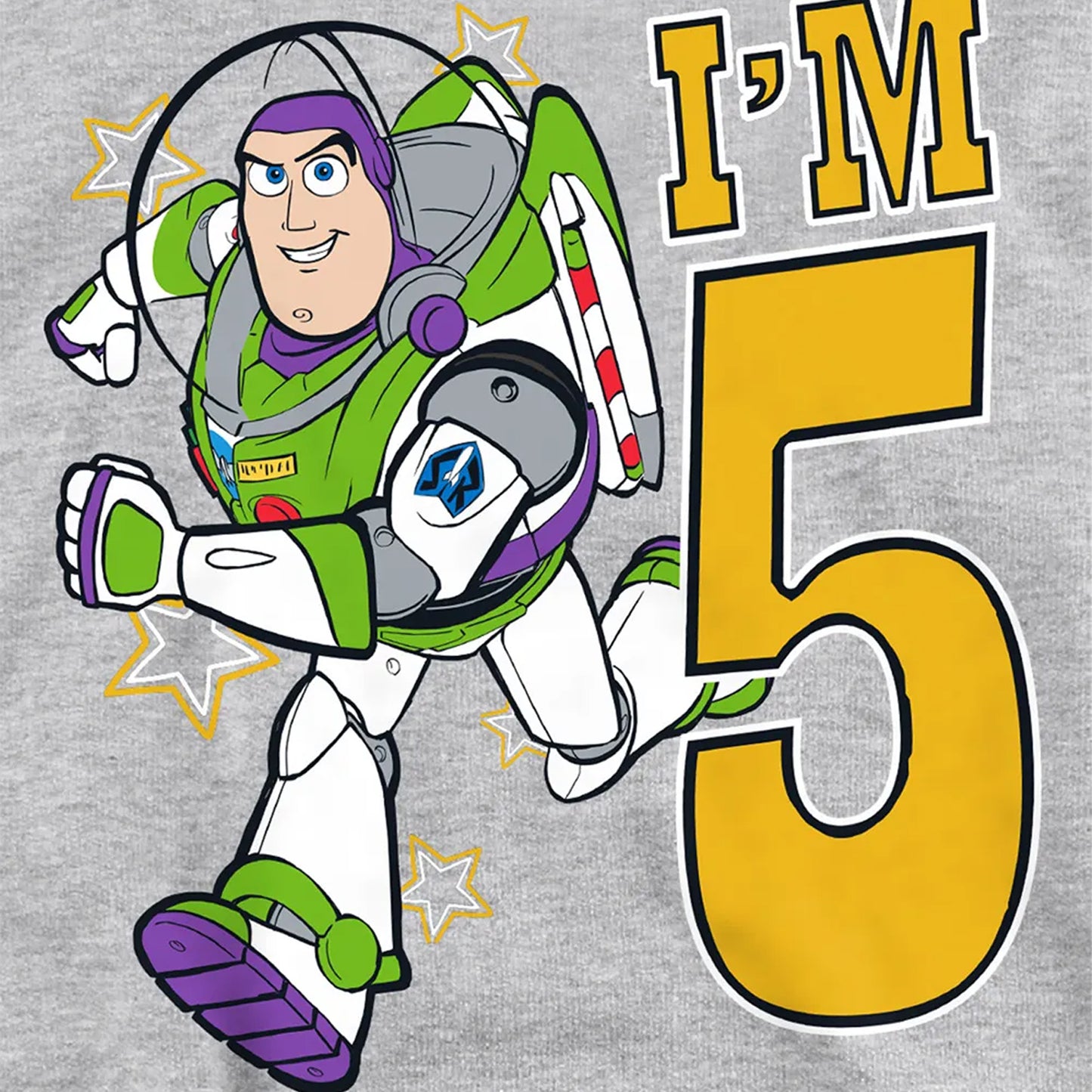 Athletic Heather - Side - Toy Story Childrens-Kids I'm 5 Buzz Lightyear Heather Birthday Pullover Hoodie
