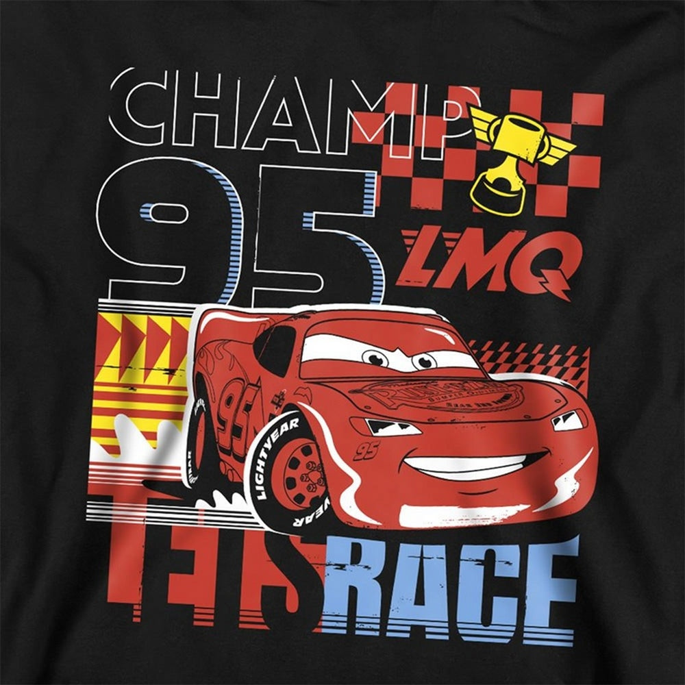 Black - Side - Cars Childrens-Kids Lets Race Lightning McQueen Hoodie