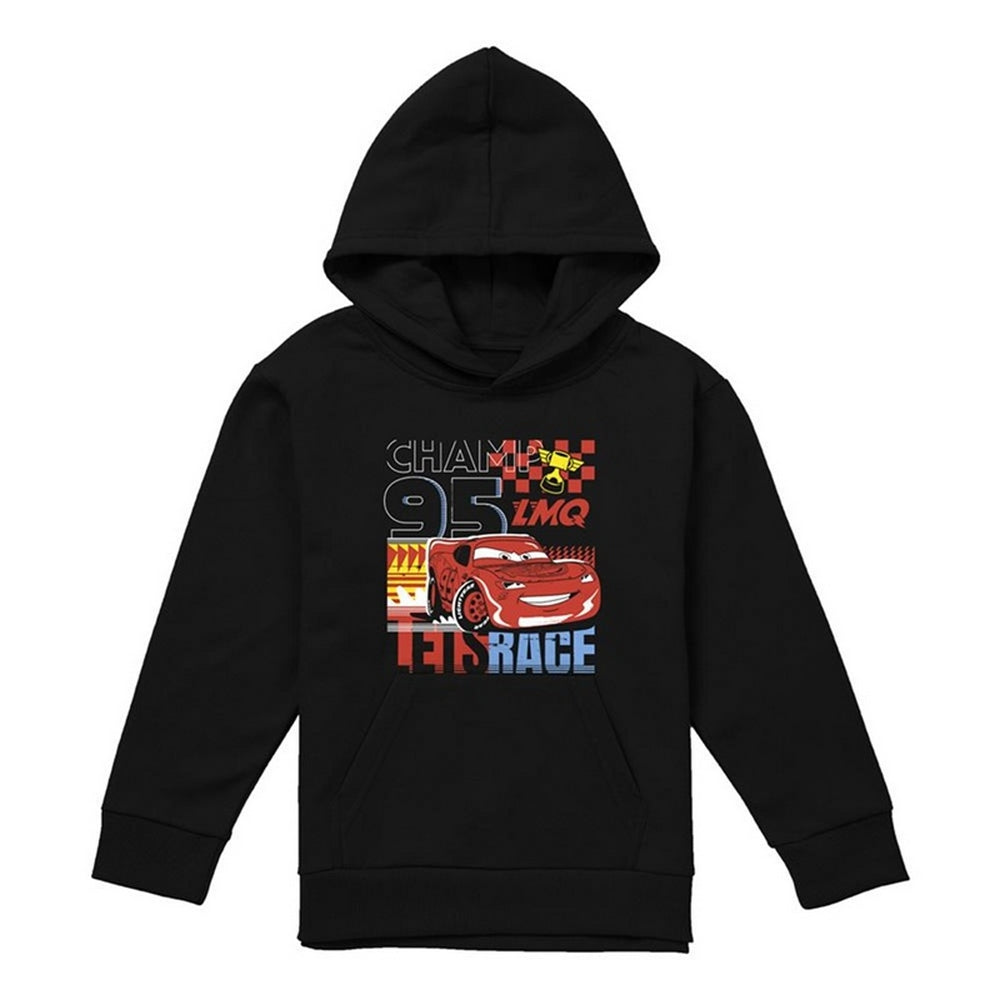 Black - Front - Cars Childrens-Kids Lets Race Lightning McQueen Hoodie