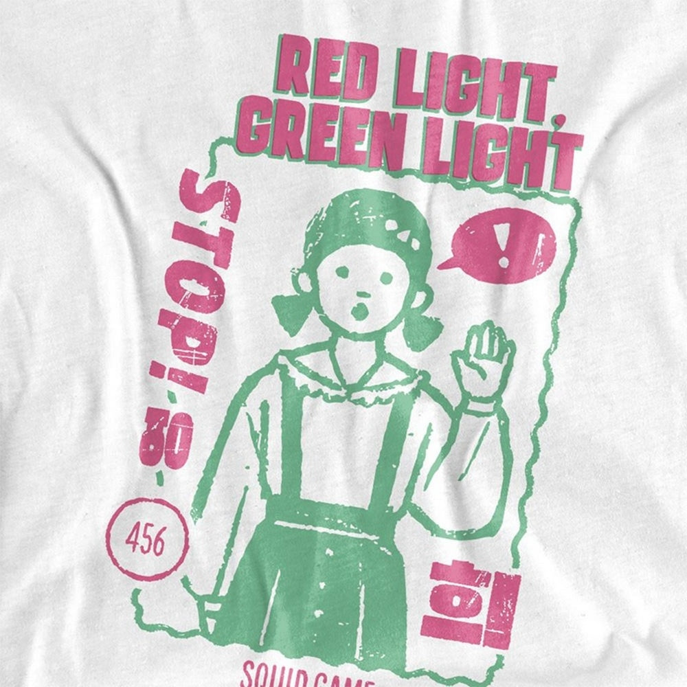 White - Side - Squid Game Womens-Ladies Season 3 Red Light Green Light T-Shirt