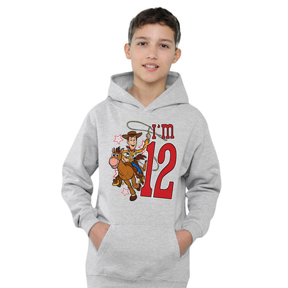 Athletic Heather - Lifestyle - Toy Story Childrens-Kids I´m 12 Woody Heather Birthday Pullover Hoodie
