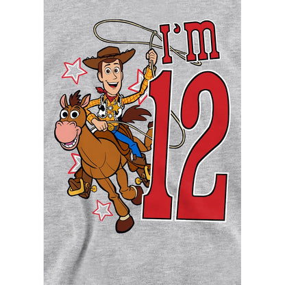 Athletic Heather - Side - Toy Story Childrens-Kids I´m 12 Woody Heather Birthday Pullover Hoodie