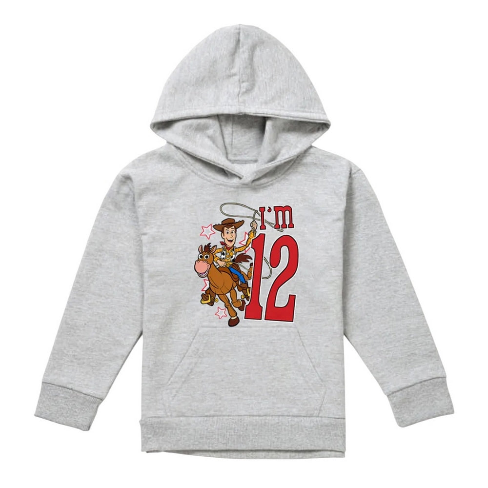 Athletic Heather - Front - Toy Story Childrens-Kids I´m 12 Woody Heather Birthday Pullover Hoodie