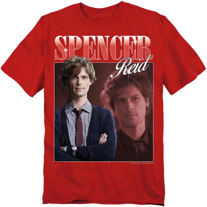 Red - Front - Criminal Minds Unisex Adult Spencer Reid Bootleg T-Shirt