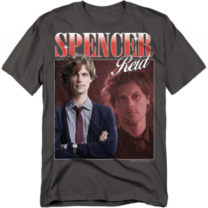Charcoal - Front - Criminal Minds Unisex Adult Spencer Reid Bootleg T-Shirt