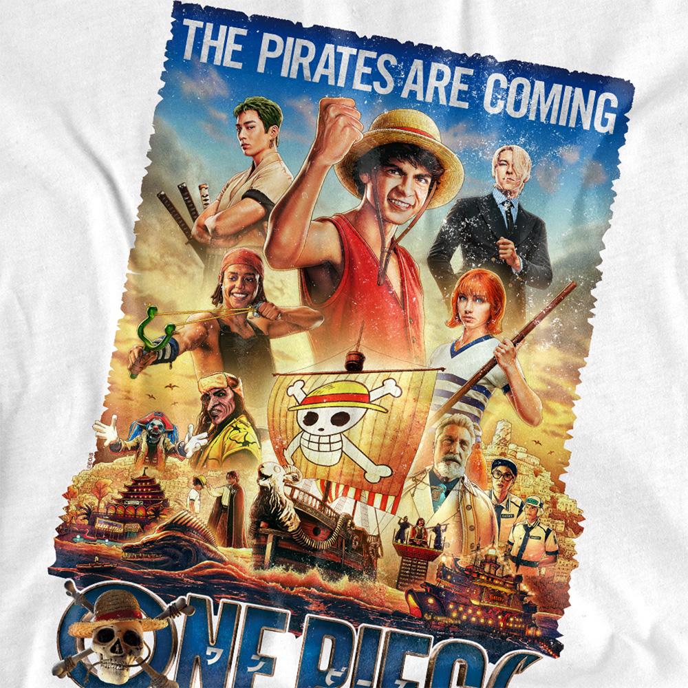 White - Side - One Piece Womens-Ladies Pirates Are Coming Poster T-Shirt