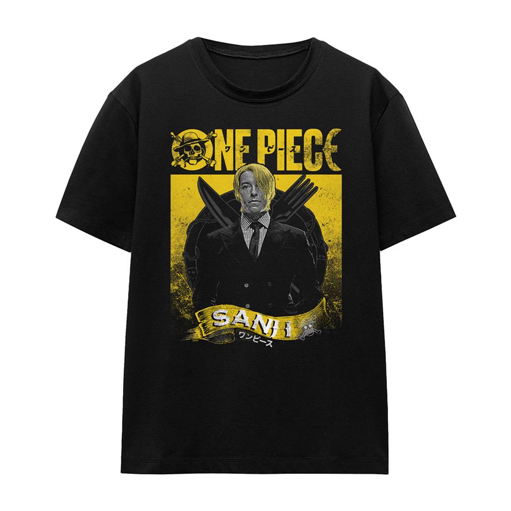 Black - Front - One Piece Womens-Ladies Sanji Etched T-Shirt