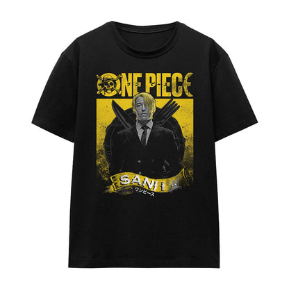 Black - Front - One Piece Womens-Ladies Sanji Etched T-Shirt