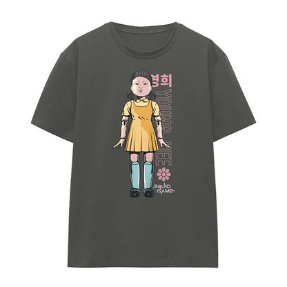 Charcoal - Front - Squid Game Womens-Ladies Season One Games Young Hee T-Shirt