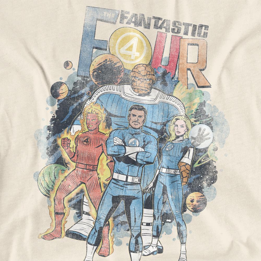 Natural - Side - Fantastic Four Womens-Ladies Cosmic First Family T-Shirt