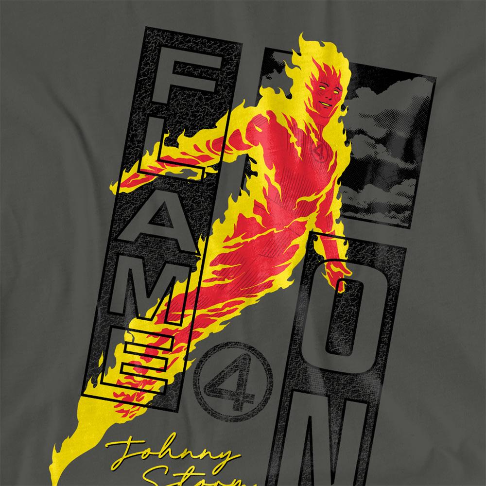 Light Graphite - Side - Fantastic Four Womens-Ladies Flame On Trend Johnny T-Shirt