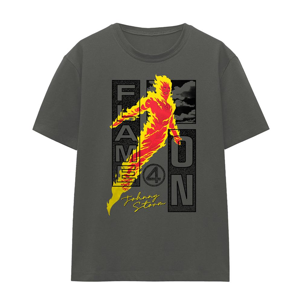 Light Graphite - Front - Fantastic Four Womens-Ladies Flame On Trend Johnny T-Shirt