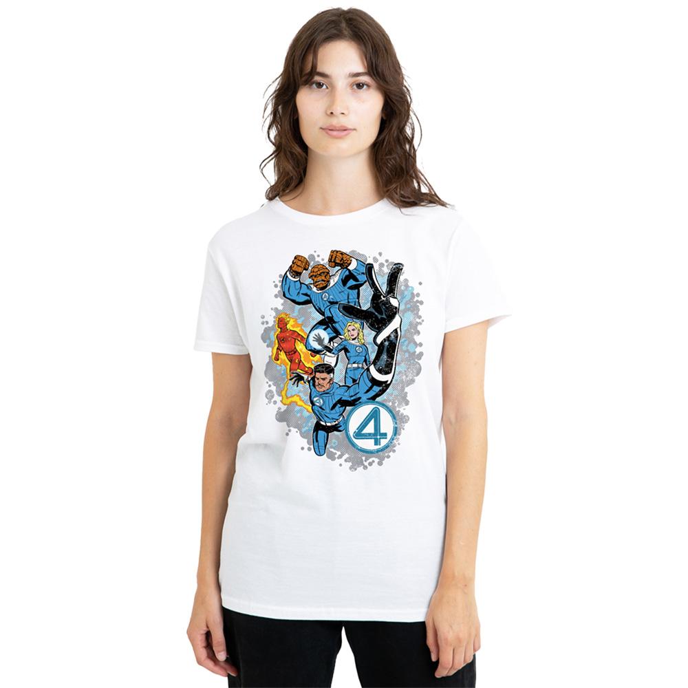 White - Lifestyle - Fantastic Four Womens-Ladies The First Family Together T-Shirt