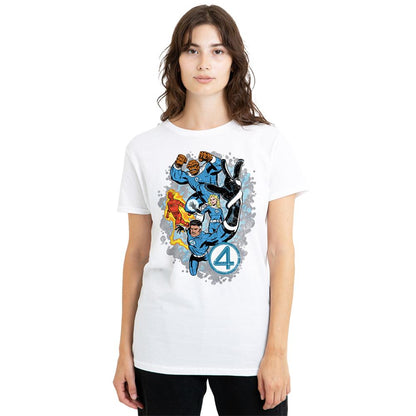 White - Lifestyle - Fantastic Four Womens-Ladies The First Family Together T-Shirt