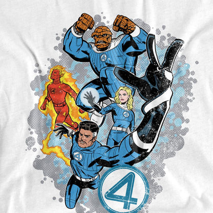 White - Side - Fantastic Four Womens-Ladies The First Family Together T-Shirt