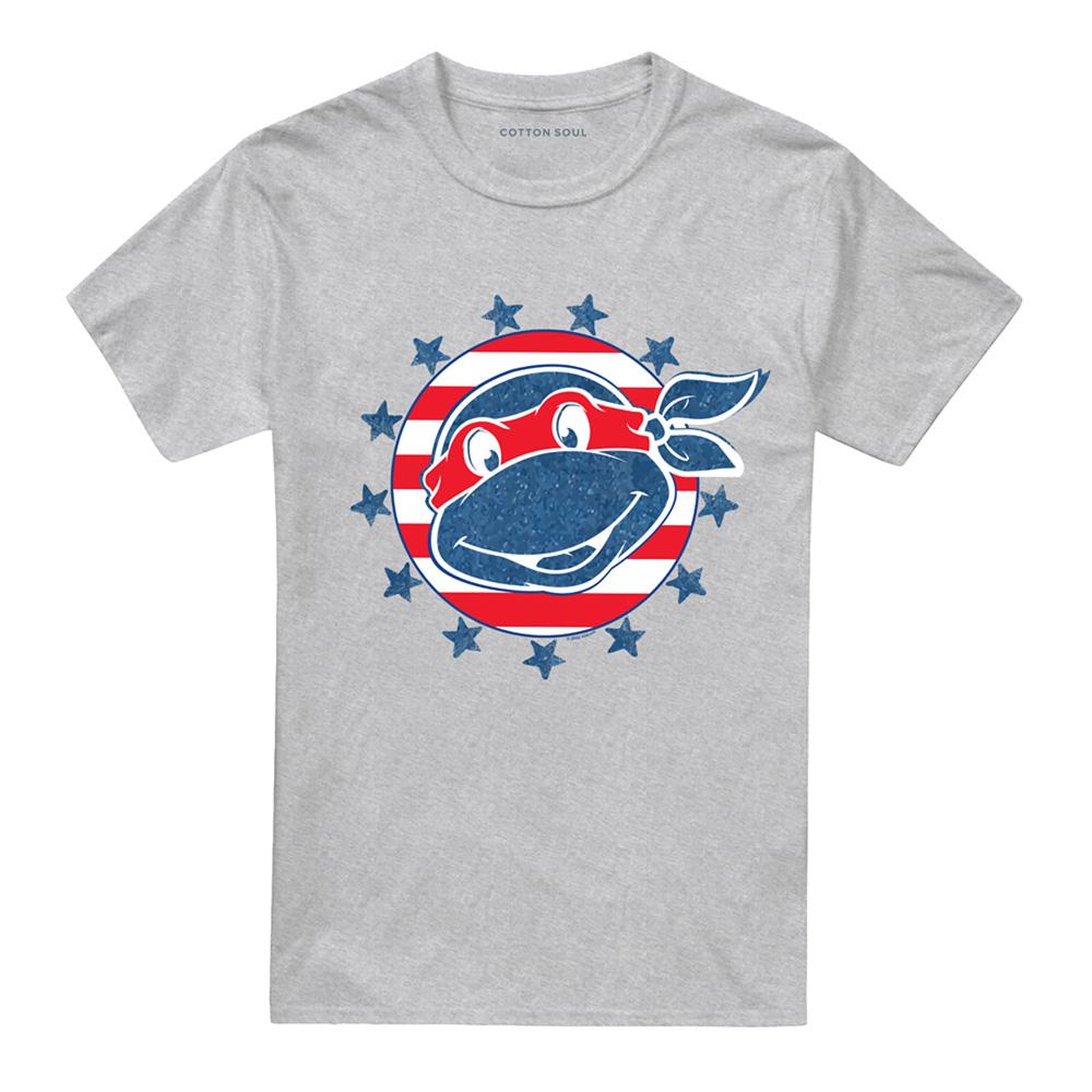 Athletic Heather - Front - Teenage Mutant Ninja Turtles Unisex Adult 4Th Of July Headshot T-Shirt