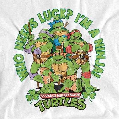 White - Side - Teenage Mutant Ninja Turtles Unisex Adult St. Patrick´S Day Who Needs Luck T-Shirt