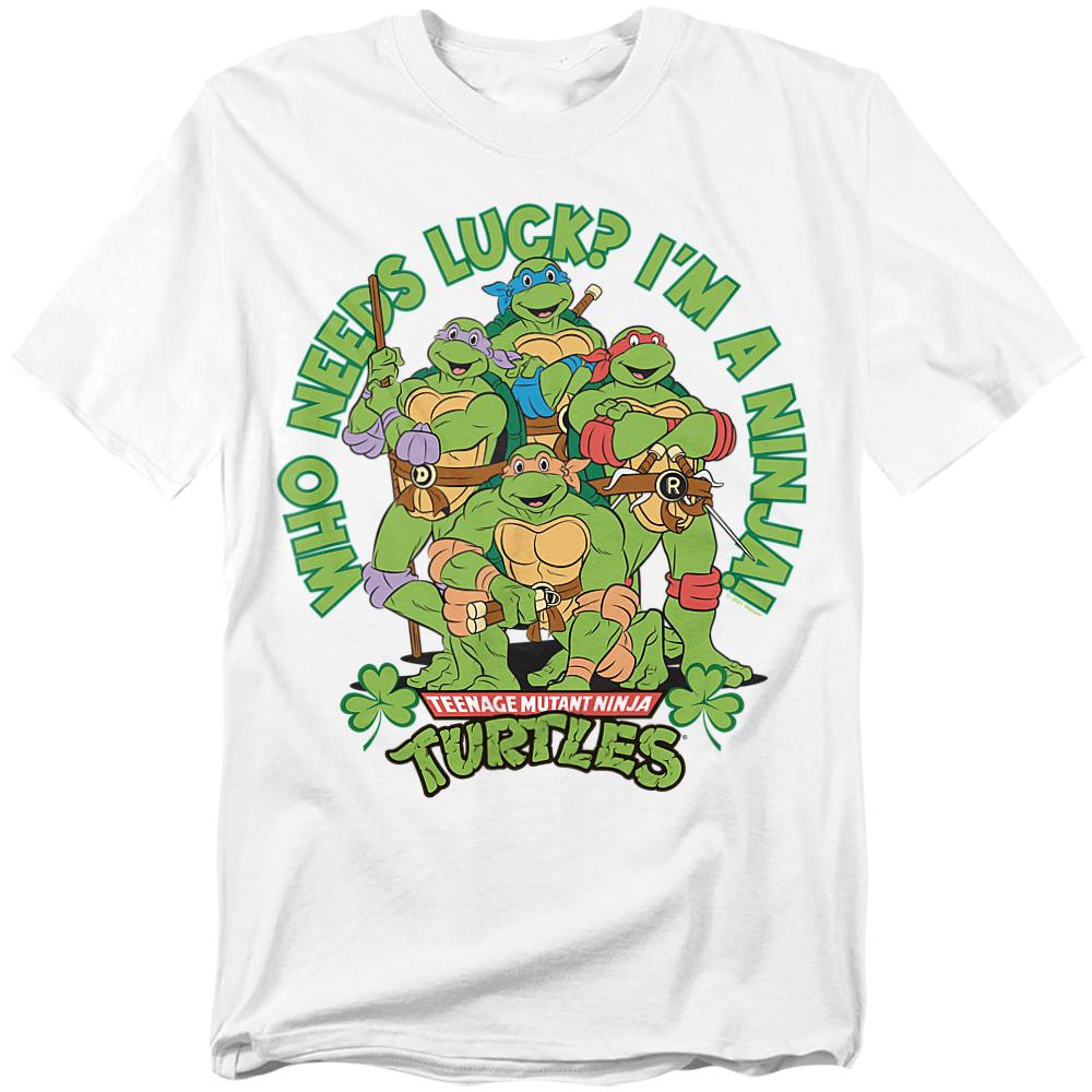 White - Front - Teenage Mutant Ninja Turtles Unisex Adult St. Patrick´S Day Who Needs Luck T-Shirt