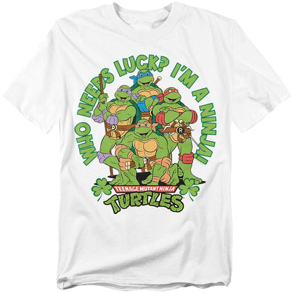 White - Front - Teenage Mutant Ninja Turtles Unisex Adult St. Patrick´S Day Who Needs Luck T-Shirt