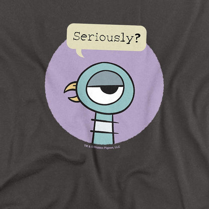 Charcoal - Side - The Pigeon Unisex Adult Seriously T-Shirt