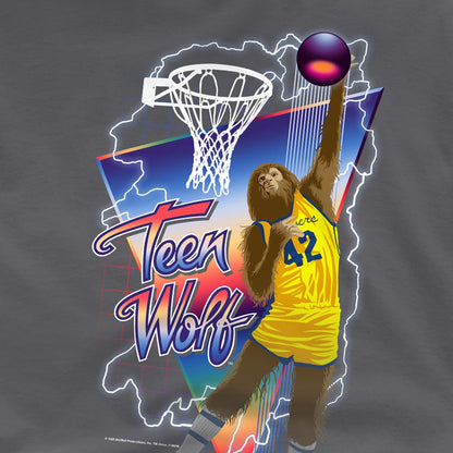 Charcoal - Side - Teen Wolf Unisex Adult Slam Dunk T-Shirt