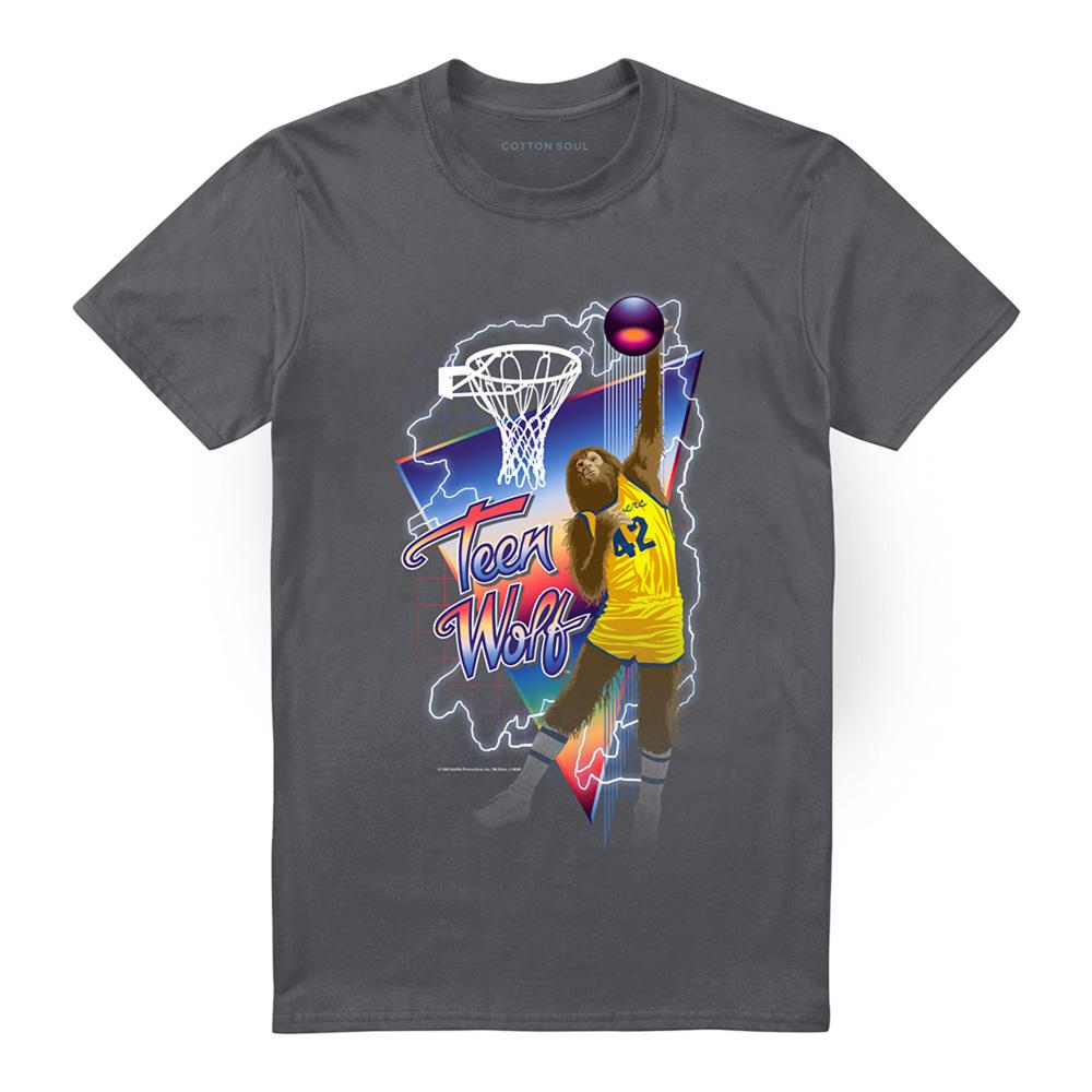 Charcoal - Front - Teen Wolf Unisex Adult Slam Dunk T-Shirt